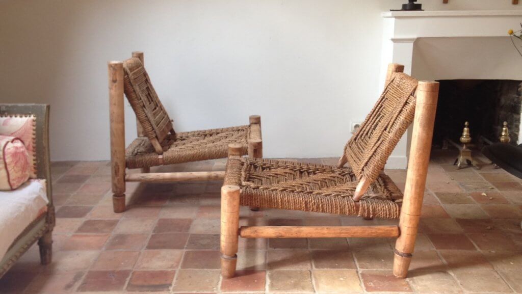 Atelier Vime | Pair of wood & rope low chairs, Audoux-Minet